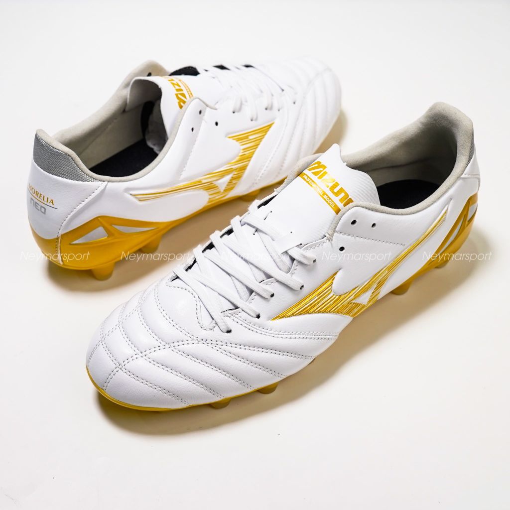Giày đá bóng cỏ tự nhiên Mizuno Morelia Neo IV Pro FG - White Gold P1GA263450