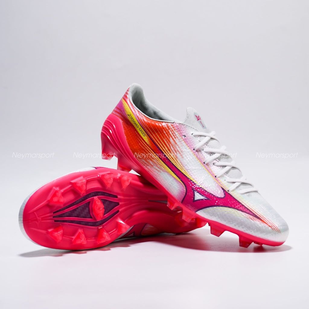 Giày đá bóng cỏ tự nhiên Mizuno Alpha III Elite FG Blazing Flair - White/Fuchsia Purple P1GA266264