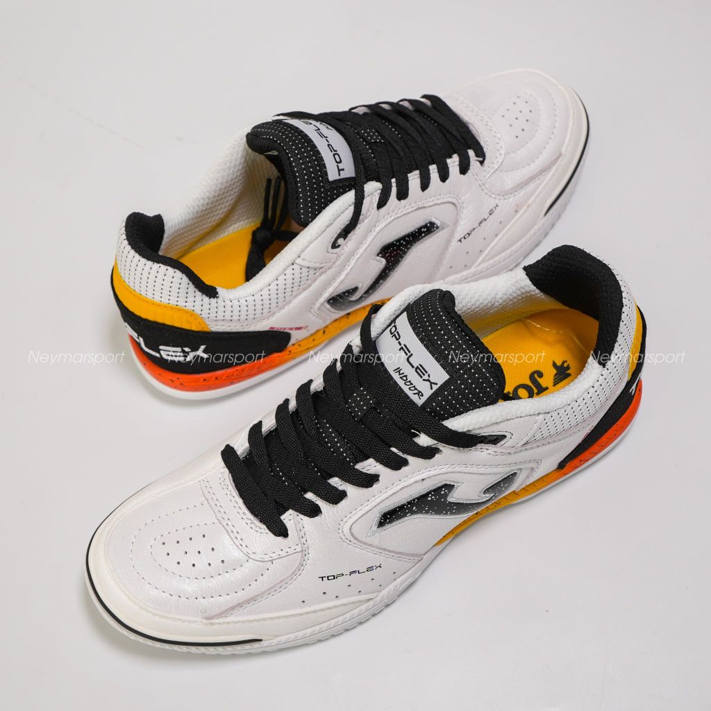 Giày đá bóng Futsal Joma Top Flex 2602 IN - White/Black/Orange TOPS2632IN
