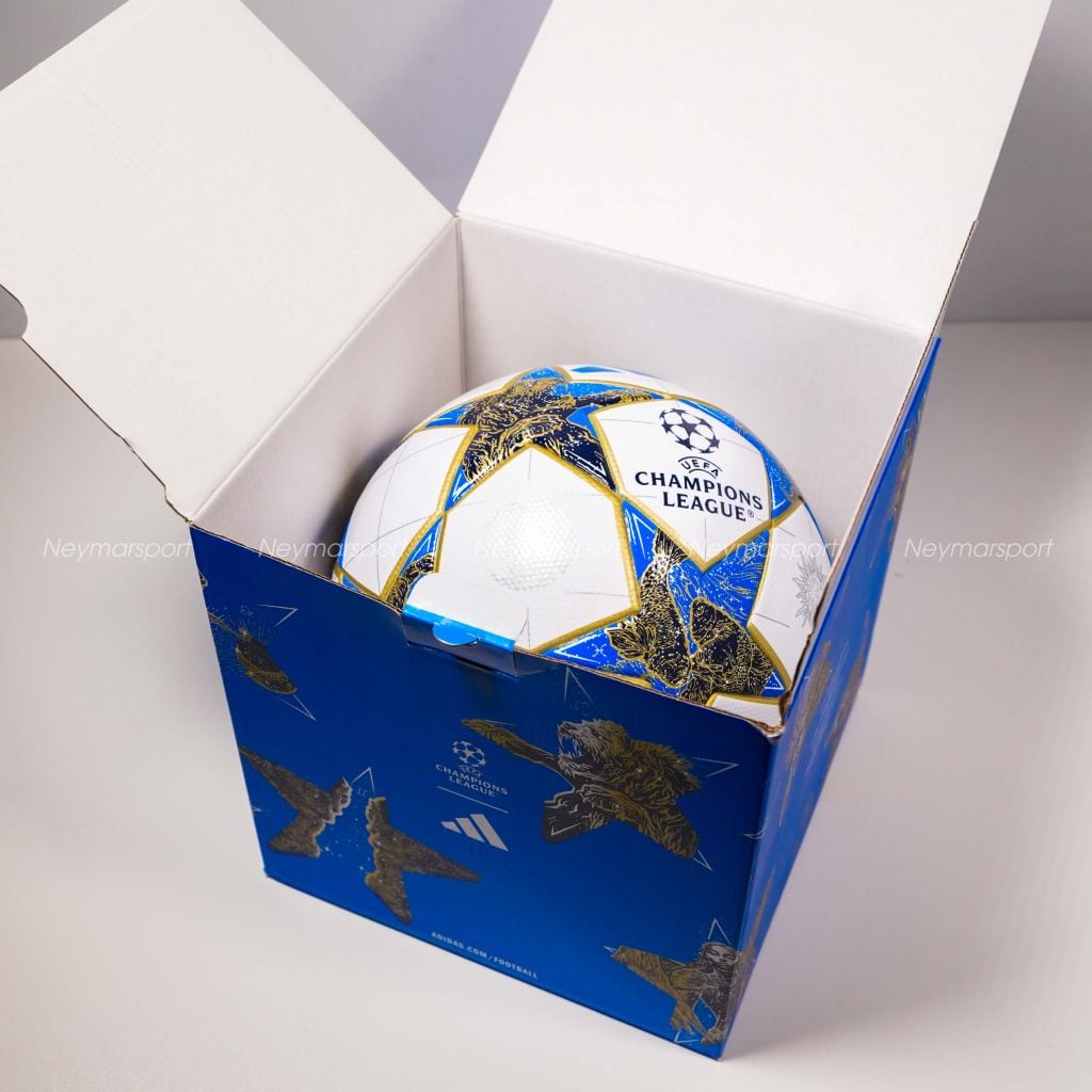 Quả bóng đá adidas Football Champions League 2025/26 League Box - White/Dark Blue/Gold Metallic JP1548