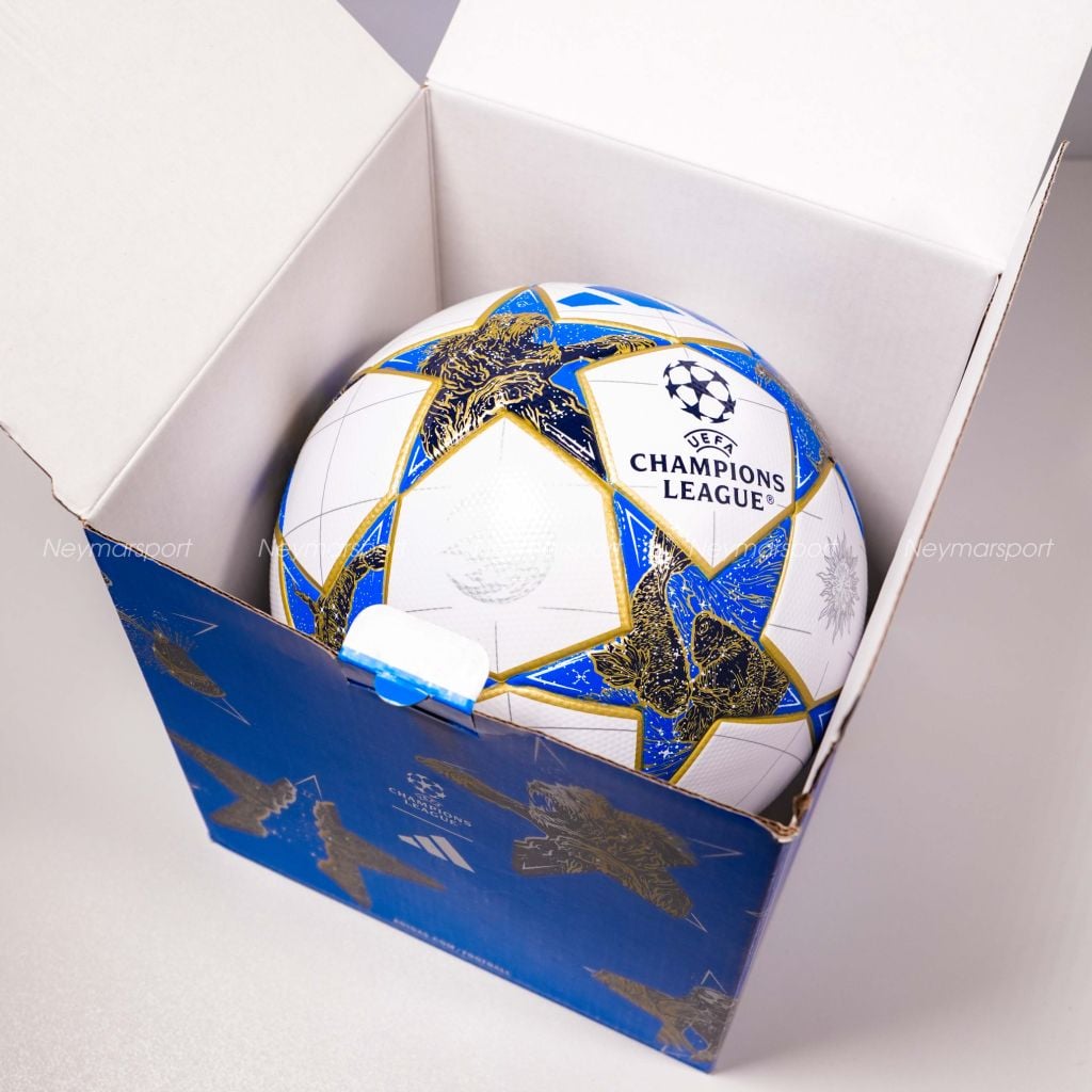 Quả bóng đá adidas Football Champions League 2025/26 League Box - White/Dark Blue/Gold Metallic JP1548