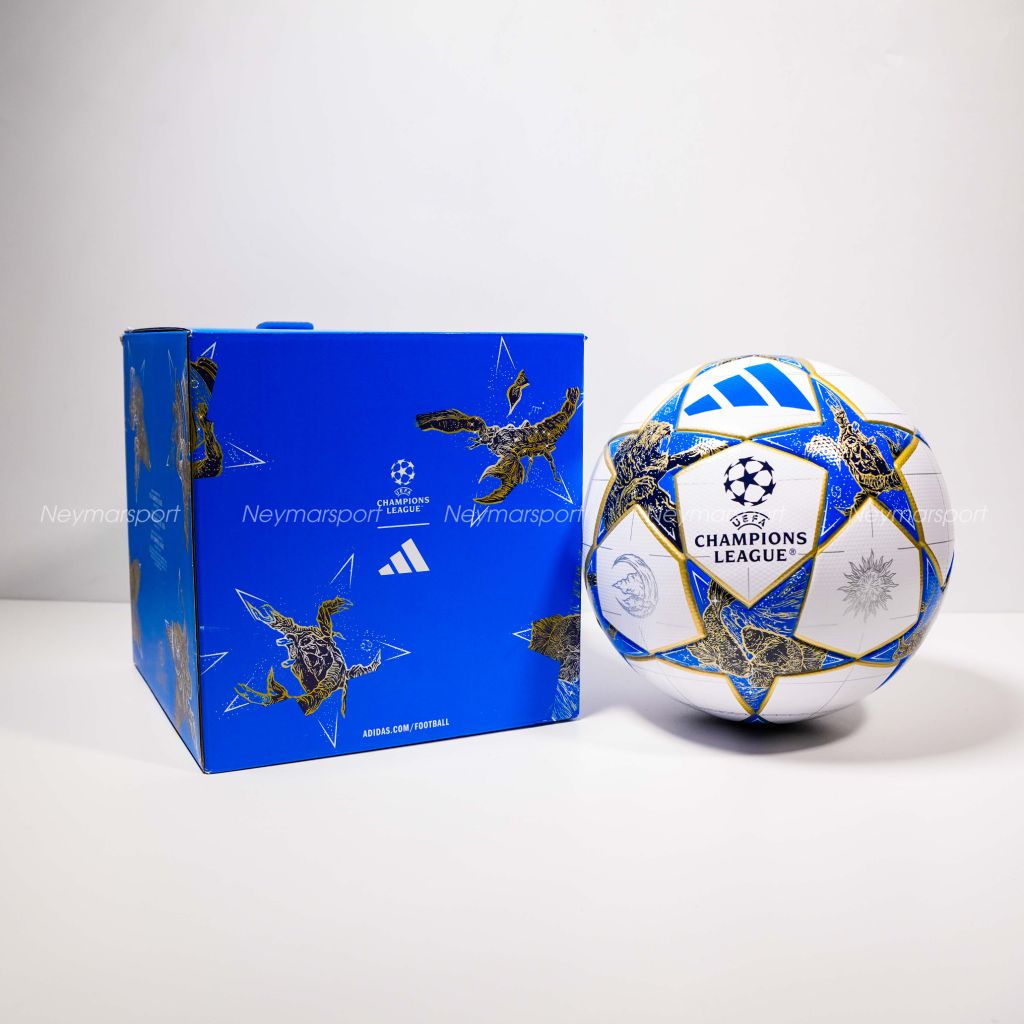 Quả bóng đá adidas Football Champions League 2025/26 League Box - White/Dark Blue/Gold Metallic JP1548