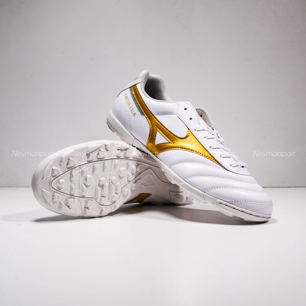 Giày đá bóng cỏ nhân tạo Mizuno Morelia II Club AS TF - White/Gold P1GD260850