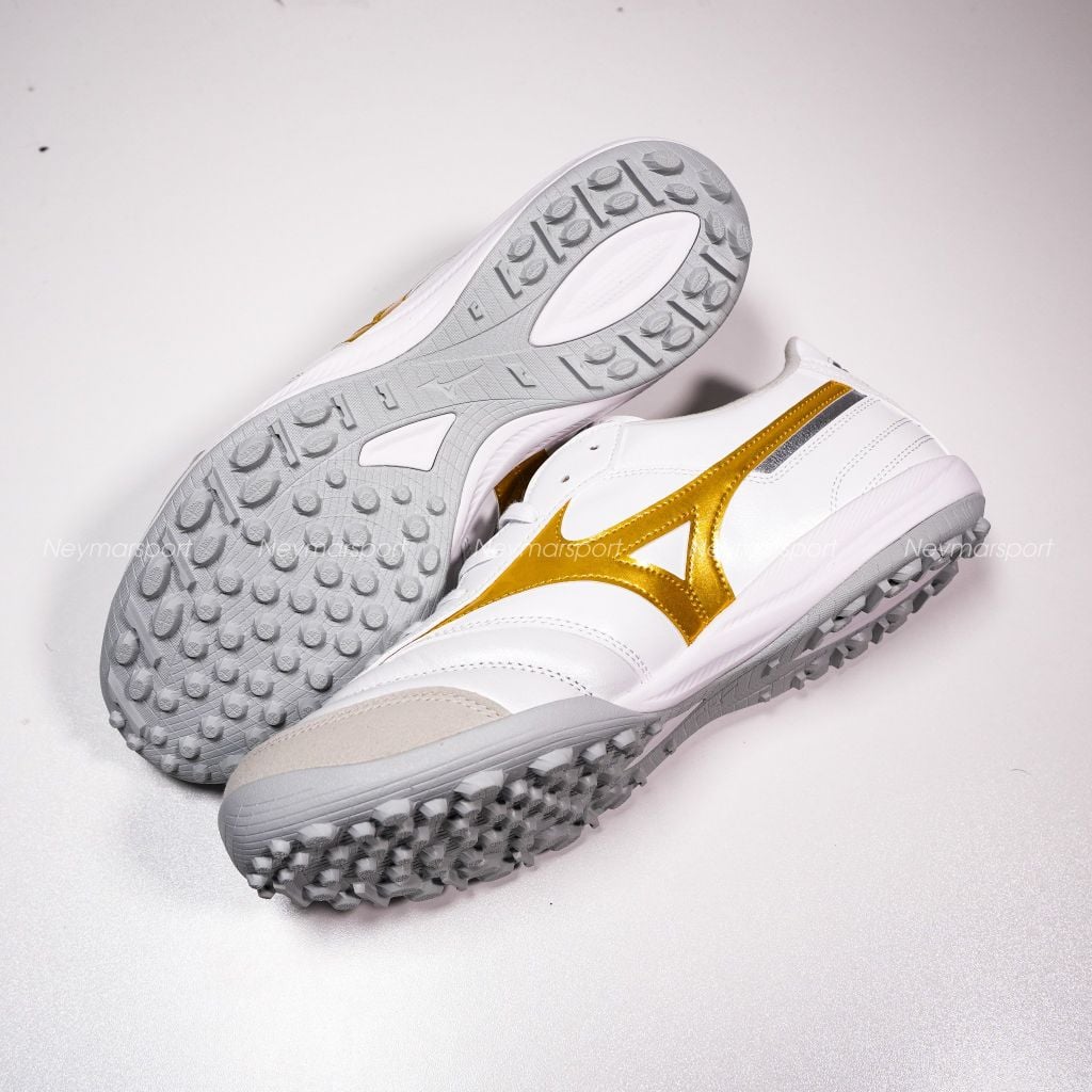 Giày đá bóng cỏ nhân tạo Mizuno Morelia Sala Elite AS TF - White/Gold Q1GB261250