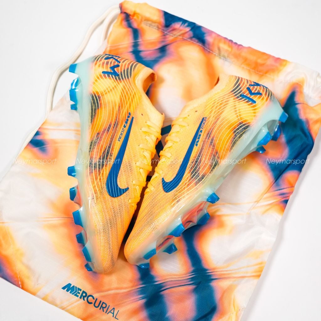 Giày đá bóng cỏ tự nhiên Nike Air Zoom Mercurial Vapor 16 Elite FG Mbappé Personal Edition - Melon Tint/Neo Turquoise/Igloo FQ8683-801