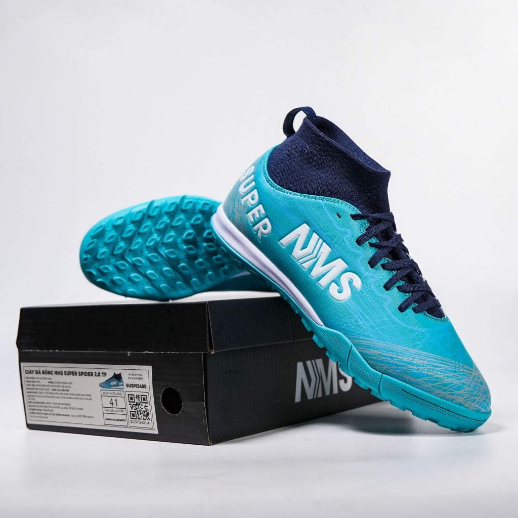 Giày đá bóng cỏ nhân tạo NMS SUPER SPIDER 2.0 TF - Gamma Blue/White SUSPI2400