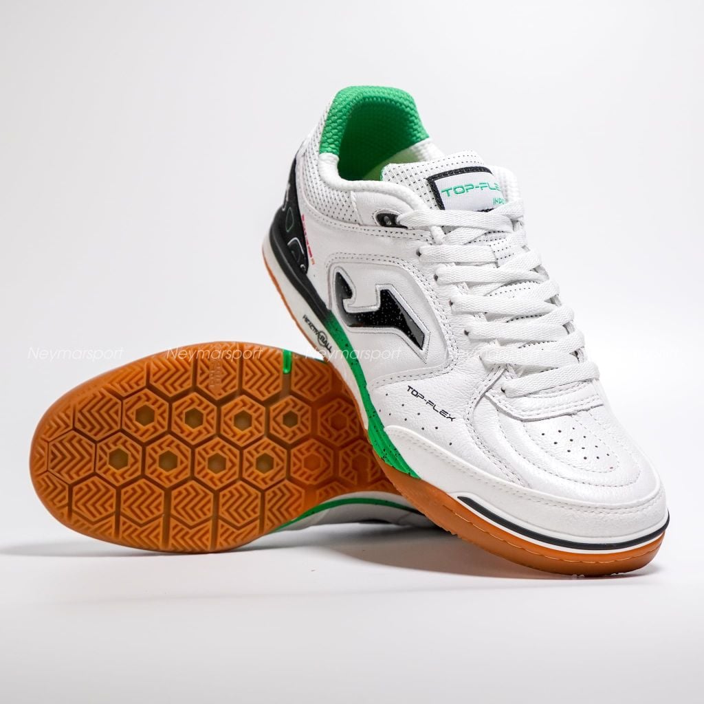 Giày đá bóng Futsal Joma Top Flex Rebound 2632 - White/Black/Green TORW2632IN