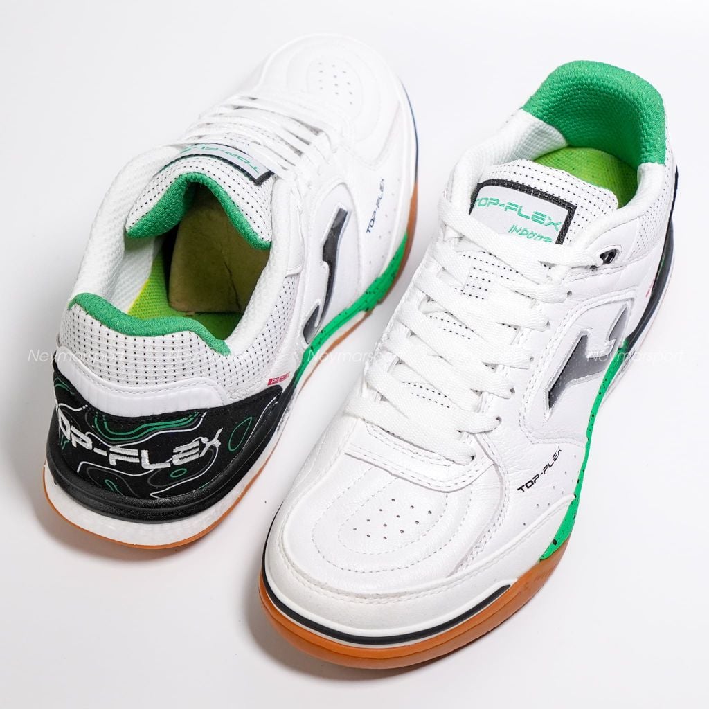 Giày đá bóng Futsal Joma Top Flex Rebound 2632 - White/Black/Green TORW2632IN