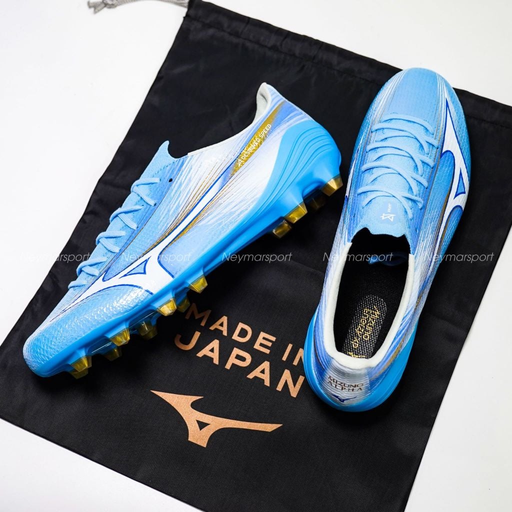 Giày đá bóng cỏ tự nhiên Mizuno Alpha III MADE IN JAPAN FG Unity Sky - Blue/White P1GA266025
