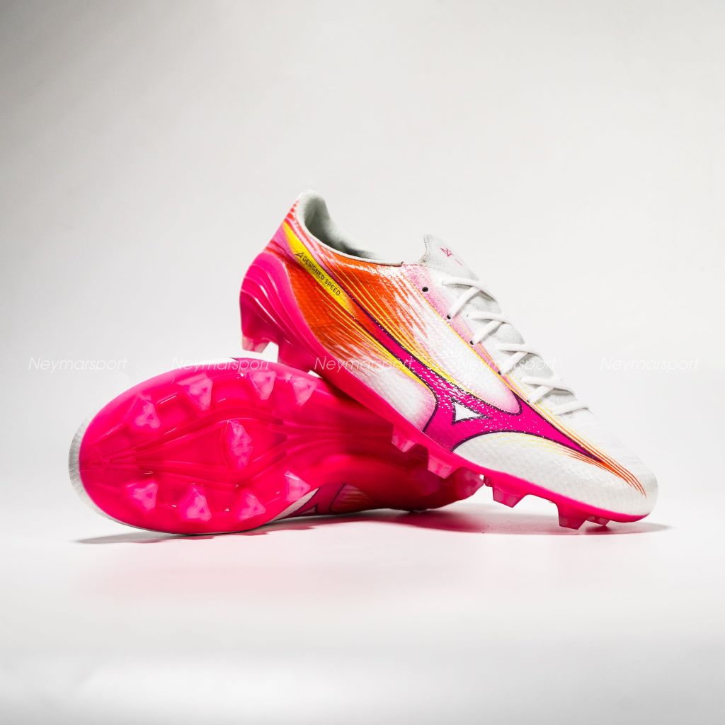 Giày đá bóng cỏ tự nhiên Mizuno Alpha III Pro FG Blazing Flair - White/Fuchsia Purple P1GA266464