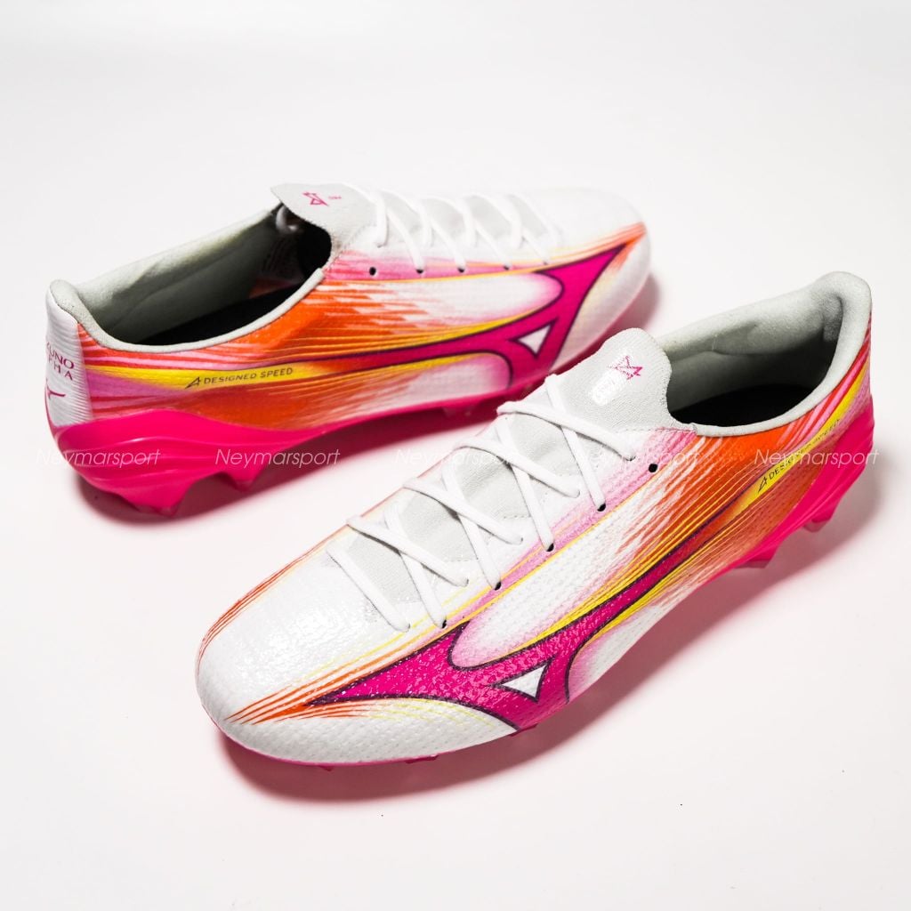 Giày đá bóng cỏ tự nhiên Mizuno Alpha III Pro FG Blazing Flair - White/Fuchsia Purple P1GA266464
