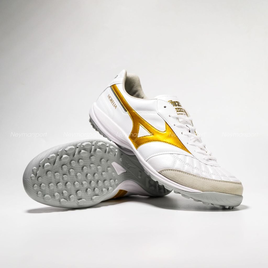 Giày đá bóng cỏ nhân tạo Mizuno Morelia Sala Made in Japan AS TF Bright Gold - White/Gold Q1GB260250
