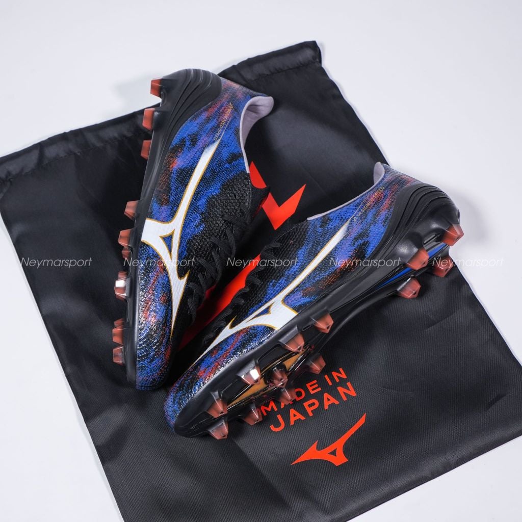Giày đá bóng cỏ tự nhiên Mizuno Alpha III Made in Japan FG - Pulse Black/Ancient Water/White P1GA266001