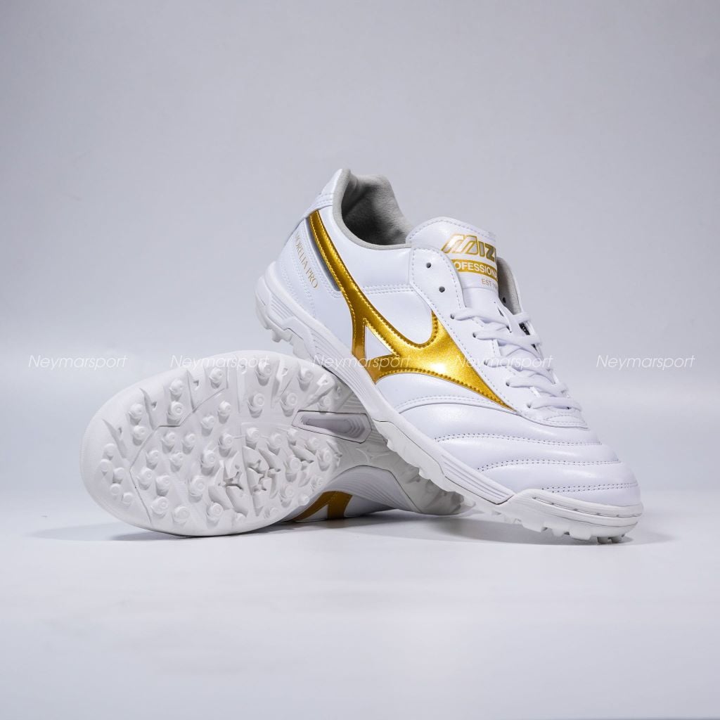 Giày đá bóng cỏ nhân tạo Mizuno Morelia II Pro AS TF - White/Gold P1GD260650