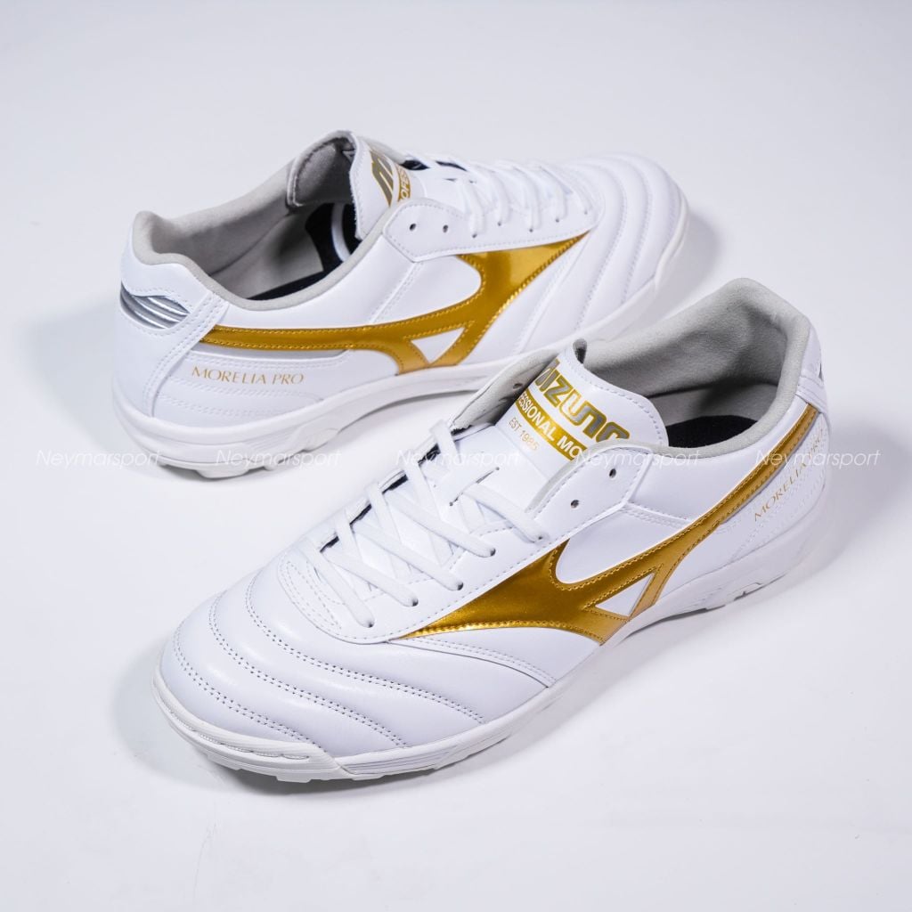 Giày đá bóng cỏ nhân tạo Mizuno Morelia II Pro AS TF - White/Gold P1GD260650