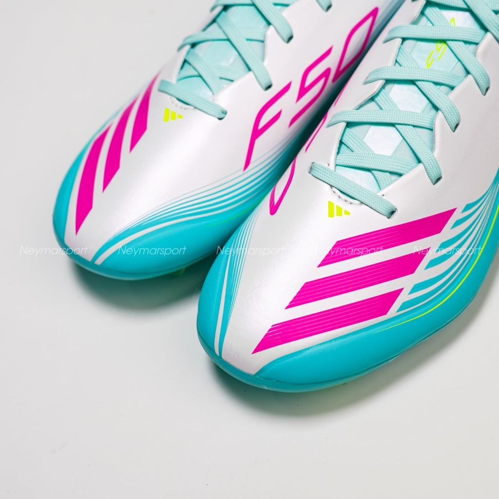 Giày đá bóng cỏ tự nhiên Adidas F50 Messi League FG - Ftwr White/Lucid Pink/Flash Aqua JQ0954