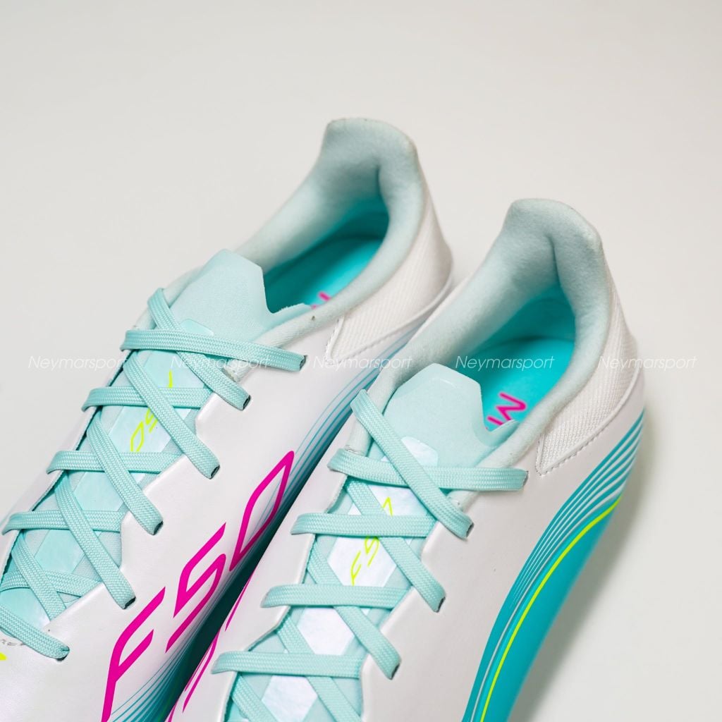 Giày đá bóng cỏ tự nhiên Adidas F50 Messi League FG - Ftwr White/Lucid Pink/Flash Aqua JQ0954