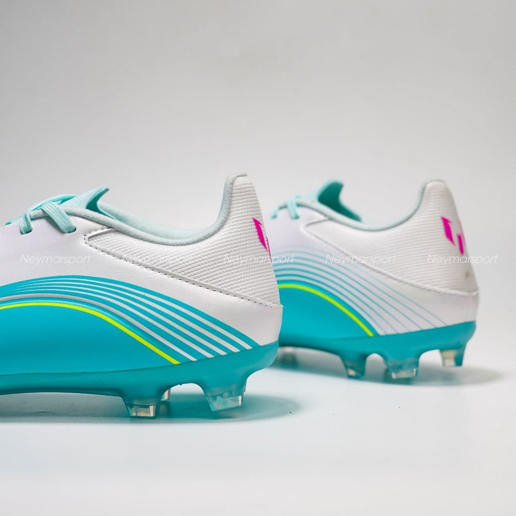 Giày đá bóng cỏ tự nhiên Adidas F50 Messi League FG - Ftwr White/Lucid Pink/Flash Aqua JQ0954