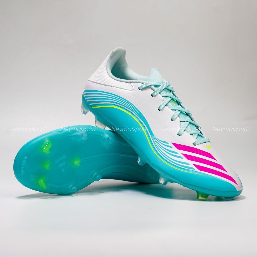 Giày đá bóng cỏ tự nhiên Adidas F50 Messi League FG - Ftwr White/Lucid Pink/Flash Aqua JQ0954
