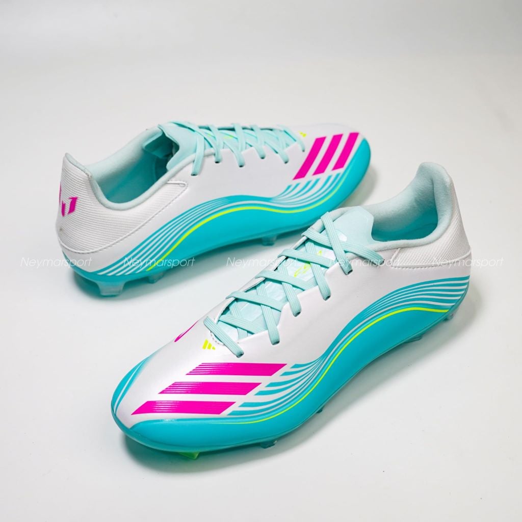 Giày đá bóng cỏ tự nhiên Adidas F50 Messi League FG - Ftwr White/Lucid Pink/Flash Aqua JQ0954