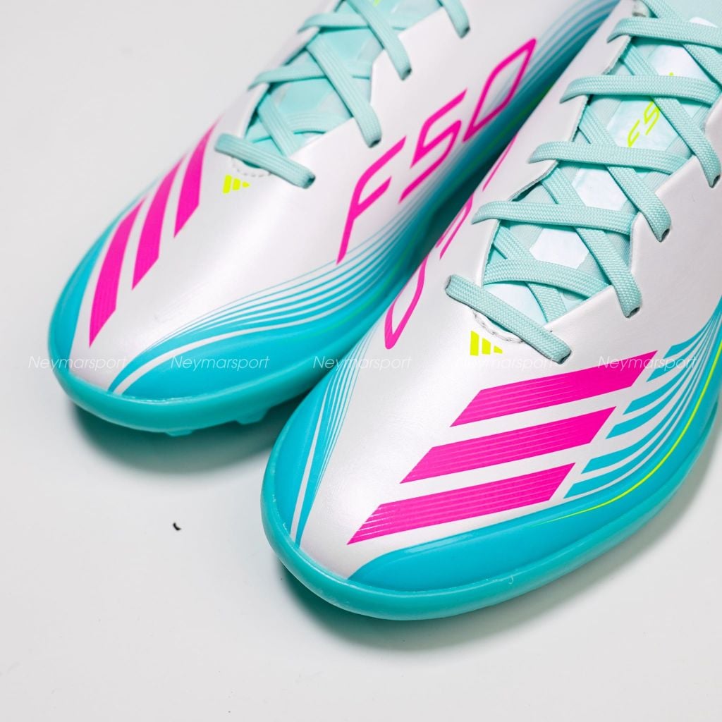Giày đá bóng cỏ nhân tạo Adidas F50 Messi League TF - Ftwr White/Lucid Pink/Flash Aqua JQ0937