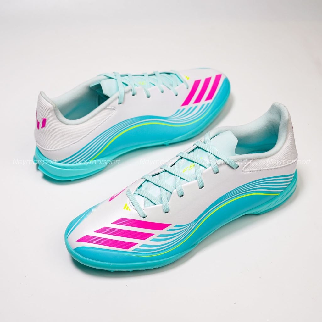 Giày đá bóng cỏ nhân tạo Adidas F50 Messi League TF - Ftwr White/Lucid Pink/Flash Aqua JQ0937