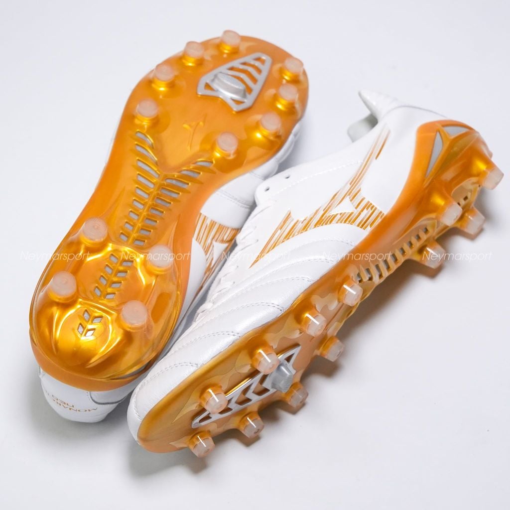 Giày đá bóng cỏ tự nhiên Mizuno Monarcida Neo III ELITE FG - White/Gold P1GA262050