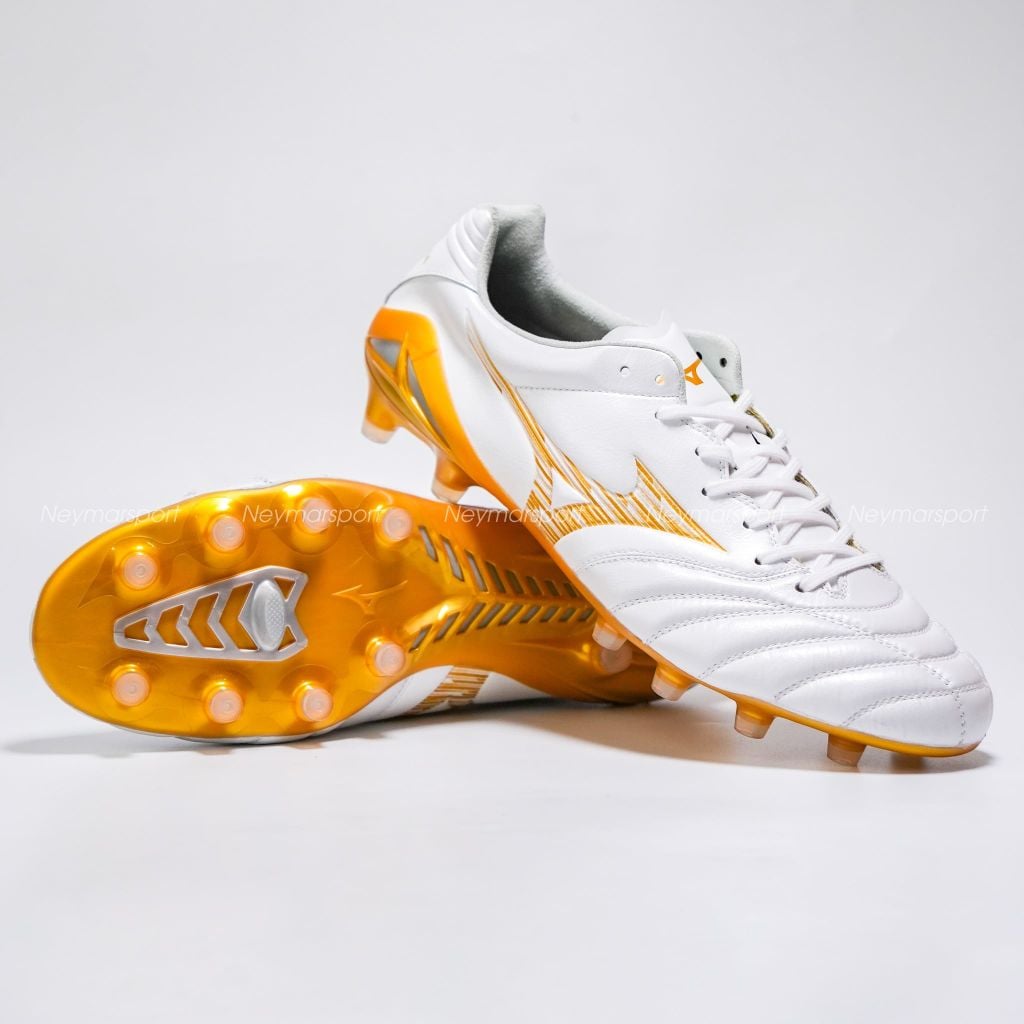 Giày đá bóng cỏ tự nhiên Mizuno Monarcida Neo III ELITE FG - White/Gold P1GA262050