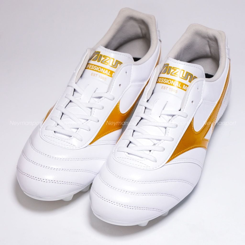 Giày đá bóng cỏ tự nhiên Mizuno Morelia II Pro FG - White/Gold P1GA260650