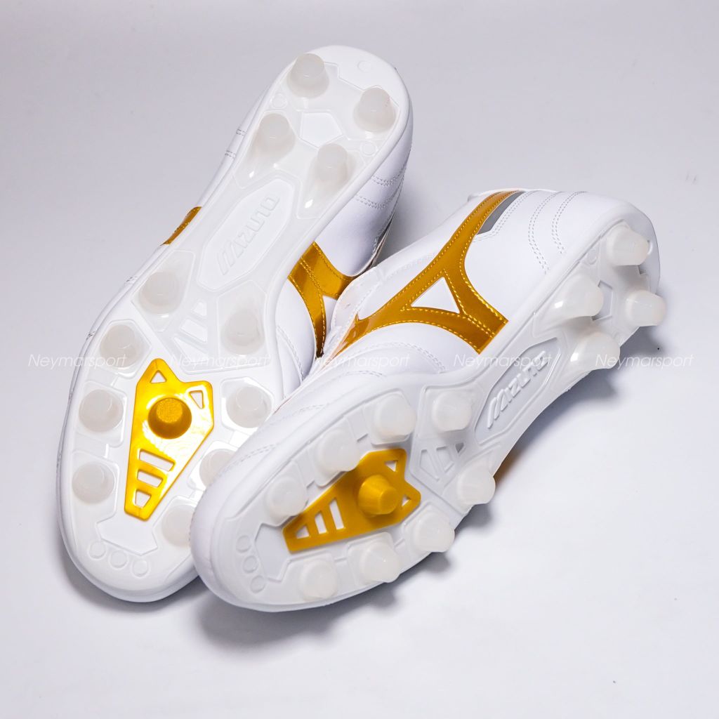 Giày đá bóng cỏ tự nhiên Mizuno Morelia II Pro FG - White/Gold P1GA260650