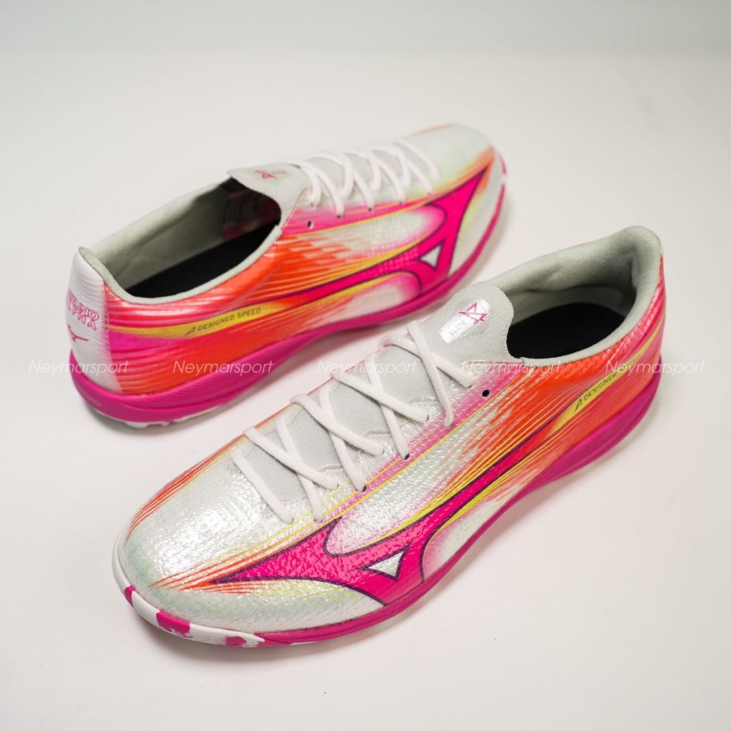 Giày đá bóng cỏ nhân tạo Mizuno Alpha III Elite TF Blazing Flair - White/Fuchsia Purple P1GD266264