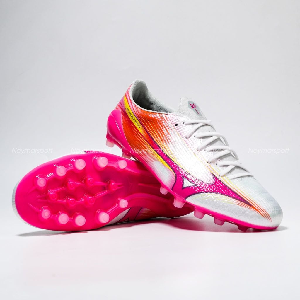 Giày đá bóng cỏ tự nhiên Mizuno Alpha III Elite AG Blazing Flair - White/Fuchsia Purple P1GA266364