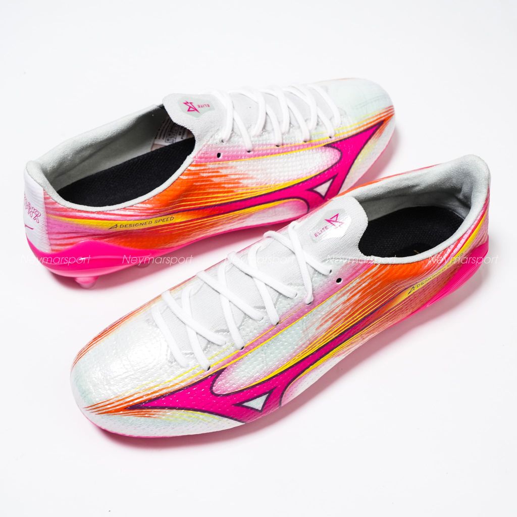 Giày đá bóng cỏ tự nhiên Mizuno Alpha III Elite AG Blazing Flair - White/Fuchsia Purple P1GA266364