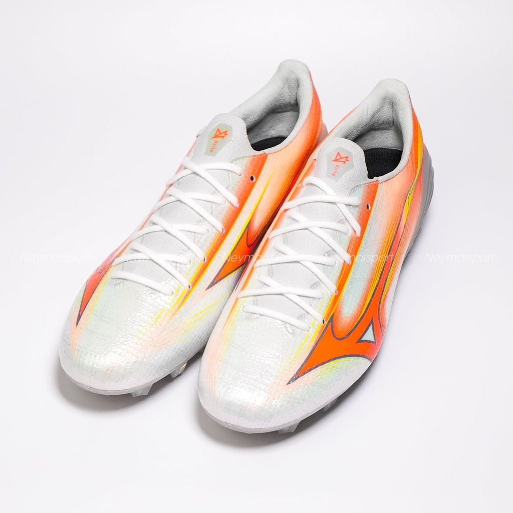 Giày đá bóng cỏ tự nhiên Mizuno Alpha III ELITE FG Prism White - White/Lava Orange/Evening Primrose P1GA266254