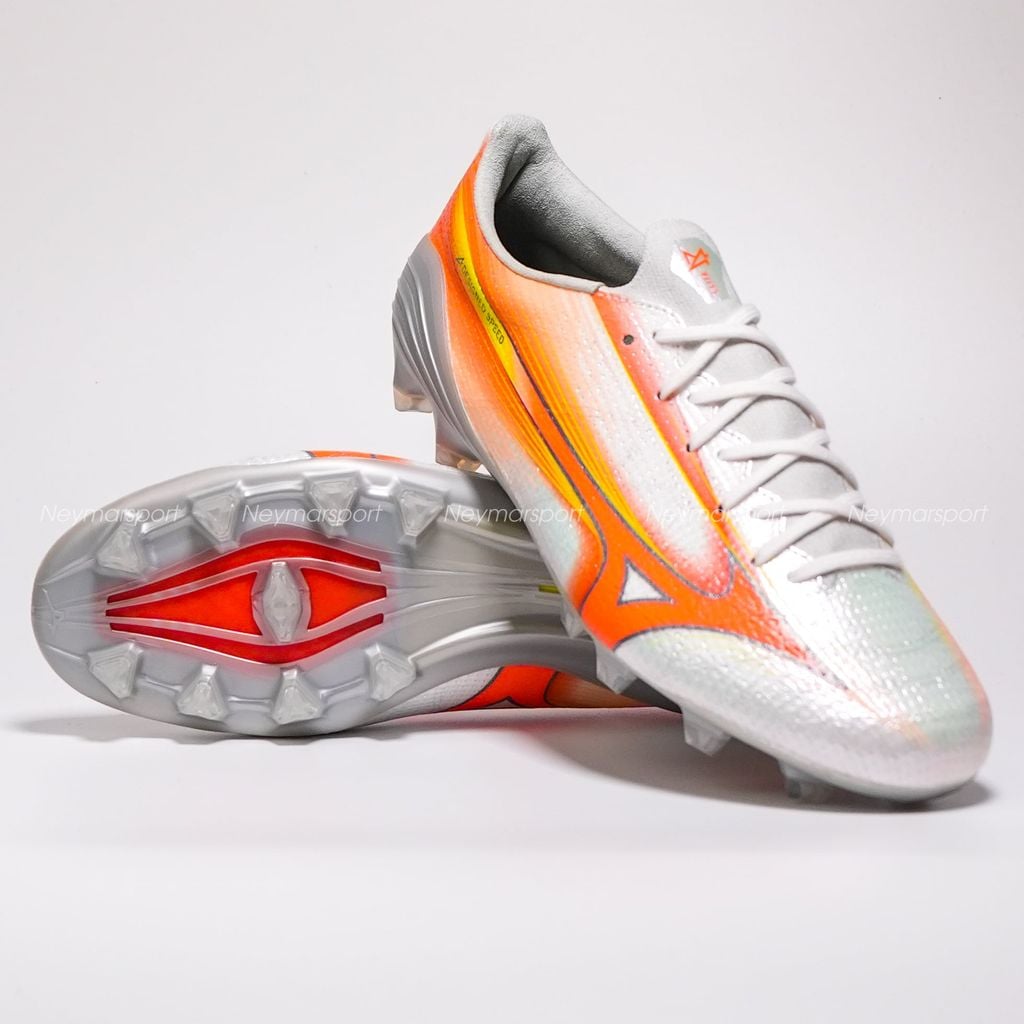 Giày đá bóng cỏ tự nhiên Mizuno Alpha III ELITE FG Prism White - White/Lava Orange/Evening Primrose P1GA266254