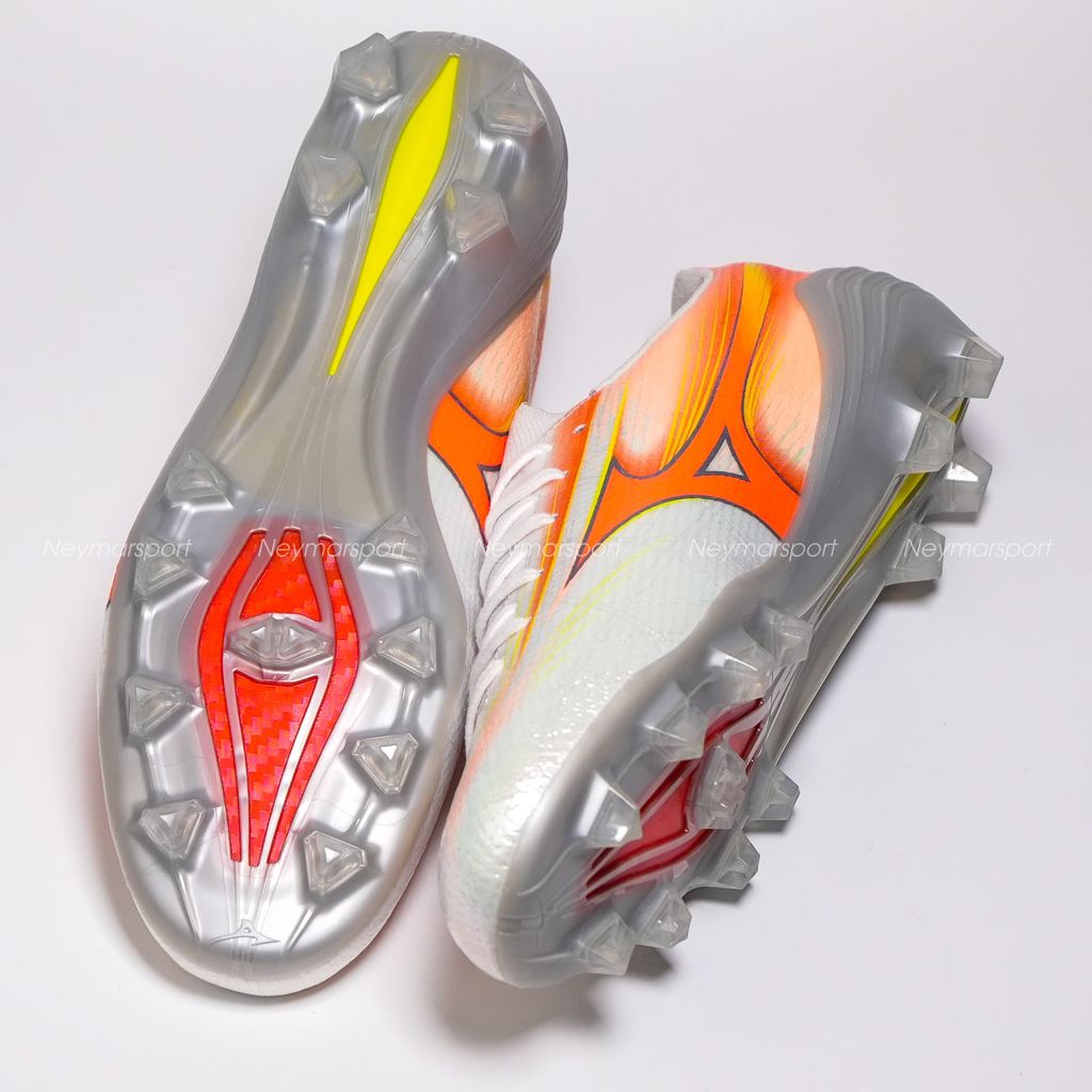 Giày đá bóng cỏ tự nhiên Mizuno Alpha III ELITE FG Prism White - White/Lava Orange/Evening Primrose P1GA266254