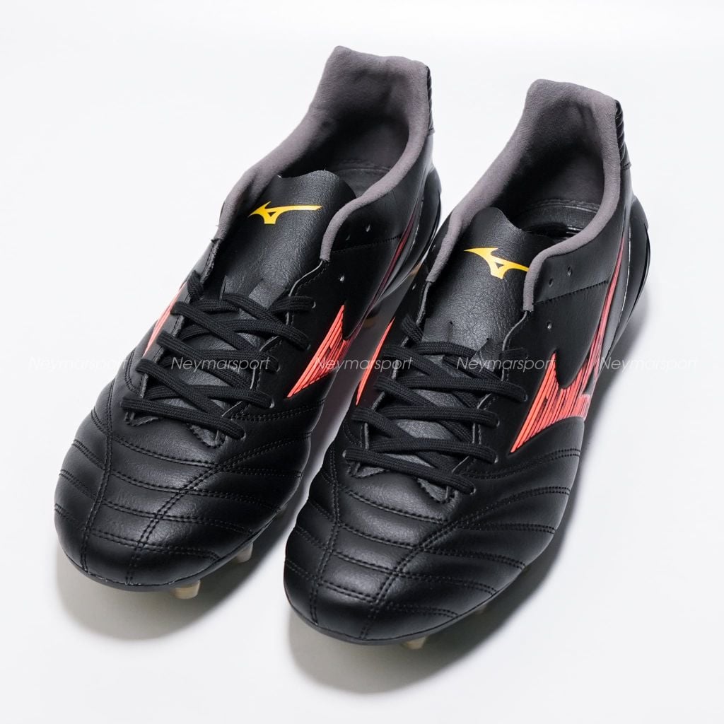 Giày đá bóng cỏ tự nhiên Mizuno Monarcida Neo III PRO FG Bright Black - Black/Red