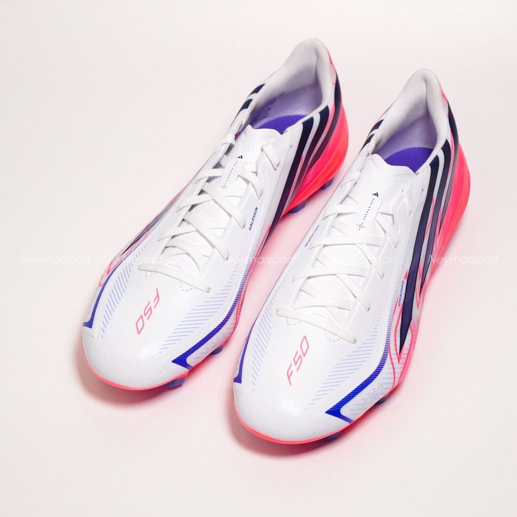 Giày đá bóng cỏ tự nhiên adidas F50 Hyperfast League FG Chaos vs Control - Footwear white/Solar Purple/Solar Turbo KJ3412