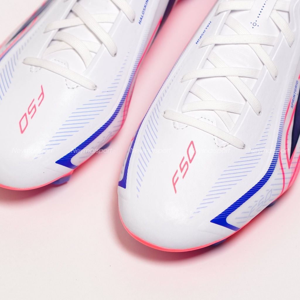 Giày đá bóng cỏ tự nhiên adidas F50 Hyperfast League FG Chaos vs Control - Footwear white/Solar Purple/Solar Turbo KJ3412