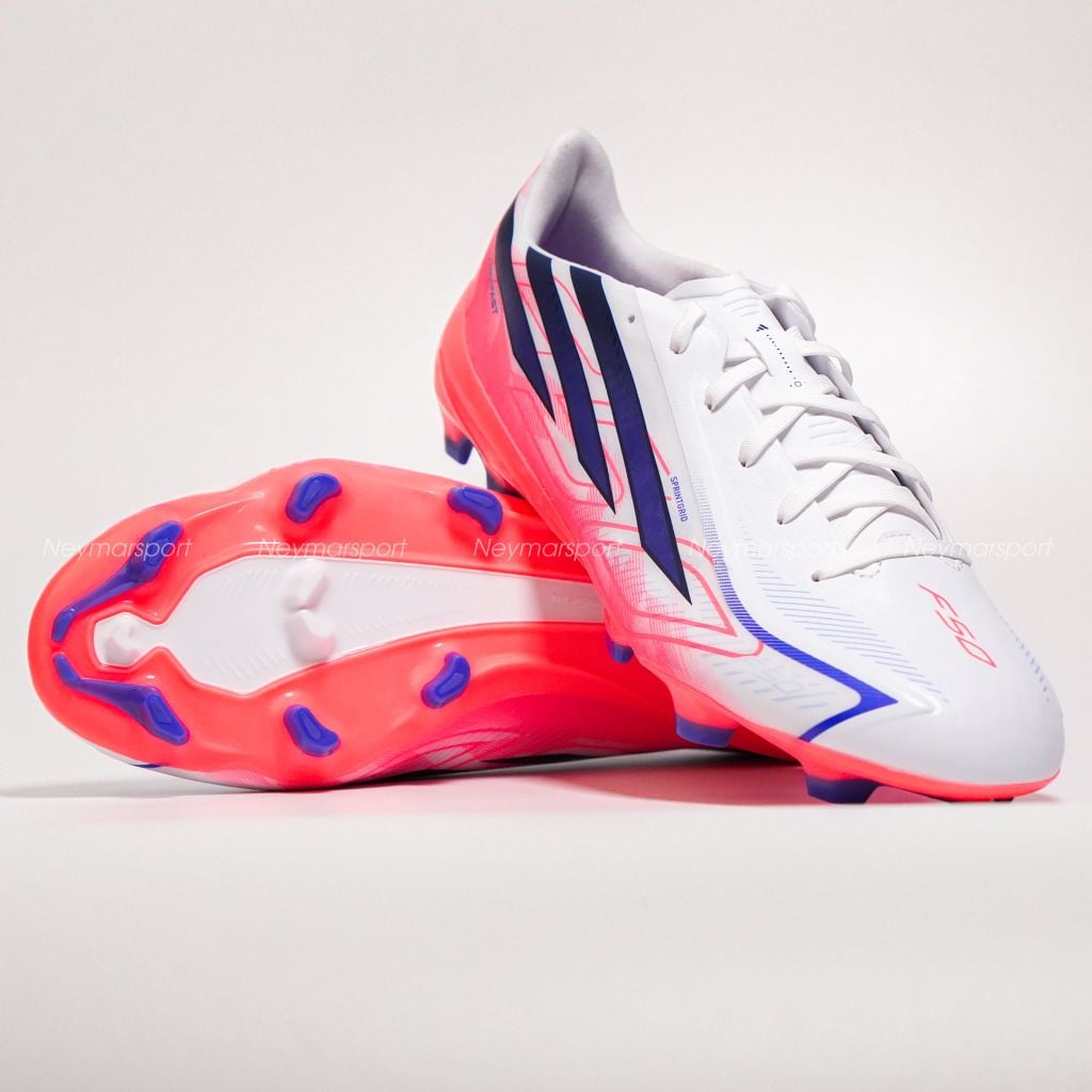 Giày đá bóng cỏ tự nhiên adidas F50 Hyperfast League FG Chaos vs Control - Footwear white/Solar Purple/Solar Turbo KJ3412