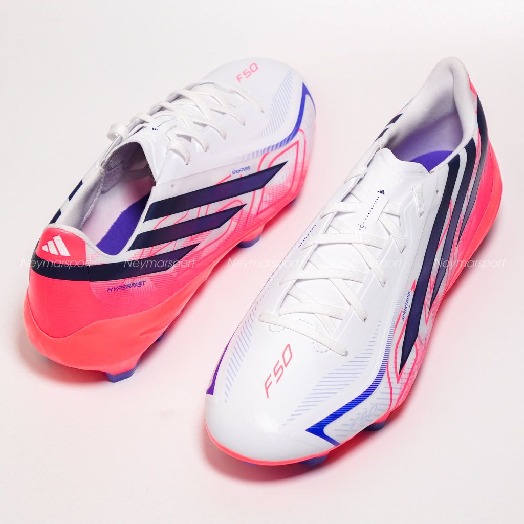 Giày đá bóng cỏ tự nhiên adidas F50 Hyperfast League FG Chaos vs Control - Footwear white/Solar Purple/Solar Turbo KJ3412