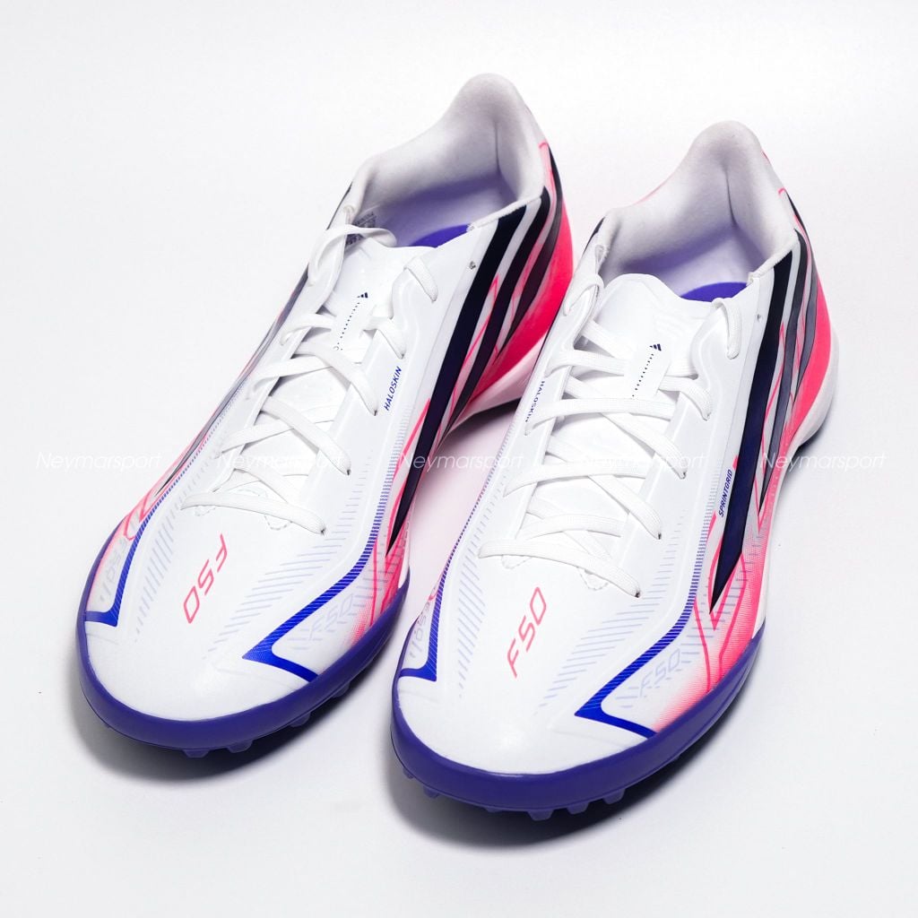 Giày đá bóng cỏ nhân tạo adidas F50 Hyperfast League TF Chaos vs Control - Footwear white/Solar Purple/Solar Turbo KJ3434