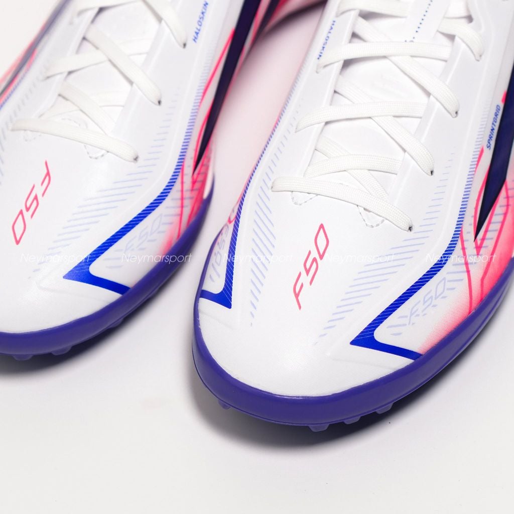 Giày đá bóng cỏ nhân tạo adidas F50 Hyperfast League TF Chaos vs Control - Footwear white/Solar Purple/Solar Turbo KJ3434