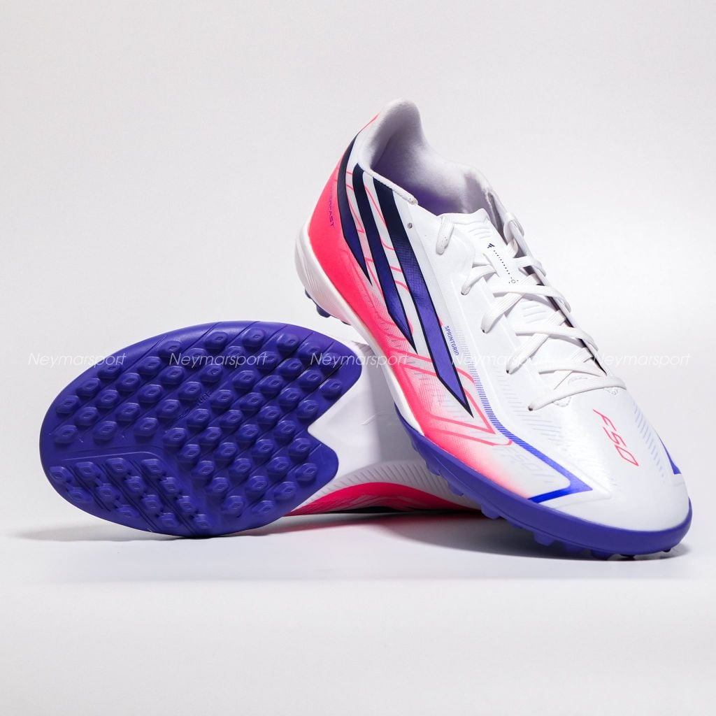 Giày đá bóng cỏ nhân tạo adidas F50 Hyperfast League TF Chaos vs Control - Footwear white/Solar Purple/Solar Turbo KJ3434