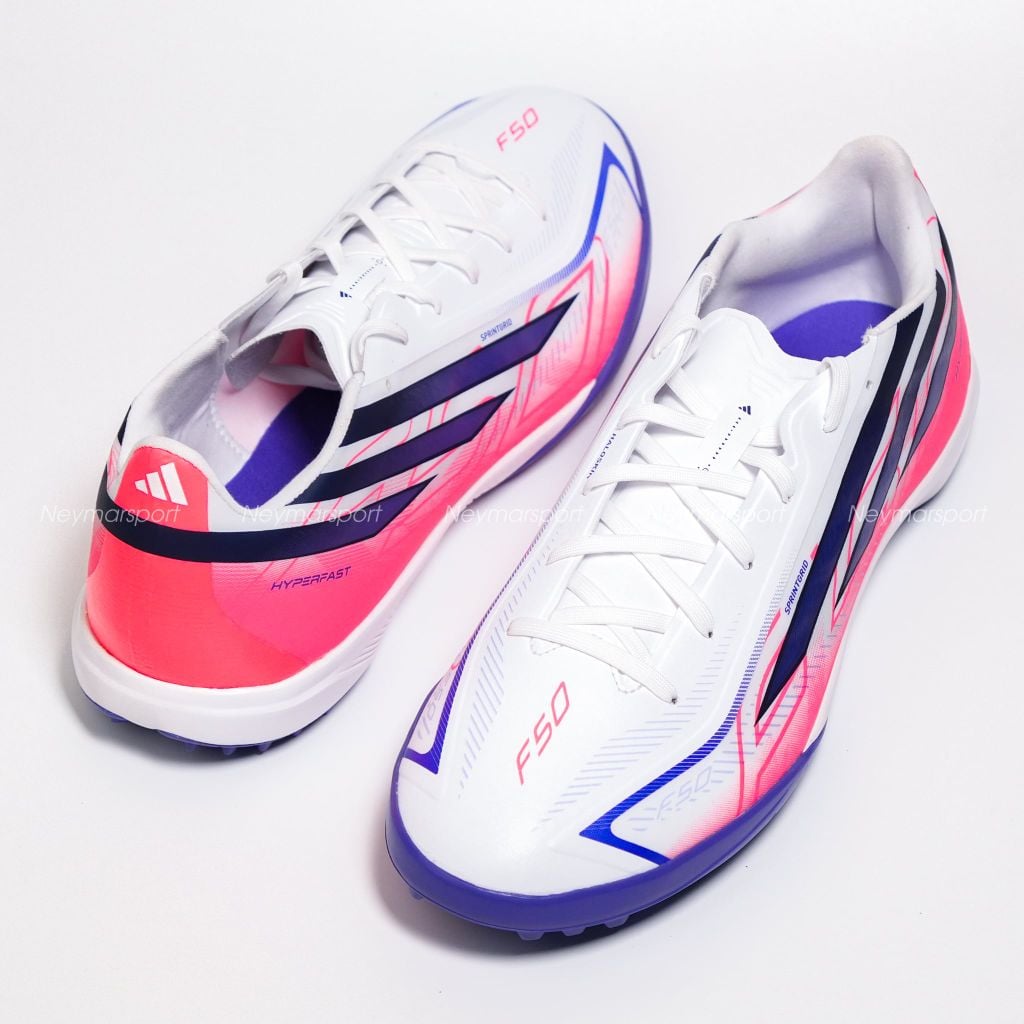 Giày đá bóng cỏ nhân tạo adidas F50 Hyperfast League TF Chaos vs Control - Footwear white/Solar Purple/Solar Turbo KJ3434