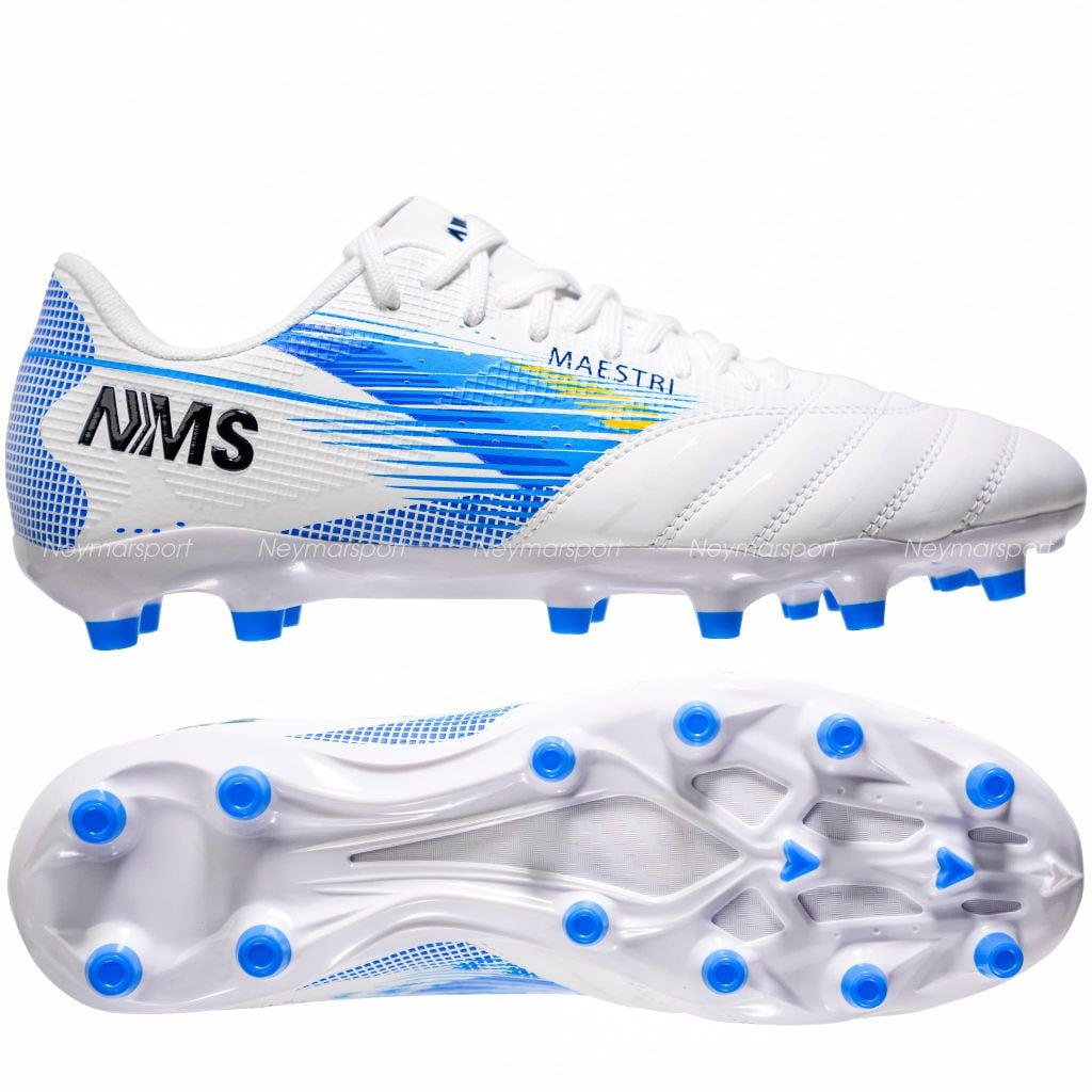 Giày đá bóng cỏ tự nhiên NMS Maestri 1.0 FG - White/Silver/Blue MAEFG1100