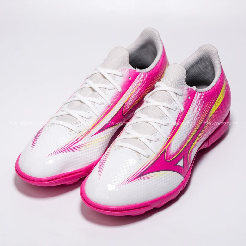 Giày đá bóng cỏ nhân tạo Mizuno Alpha III Select AS TF Blazing Flair - White/Fuchsia Purple KIDS P1GE266564