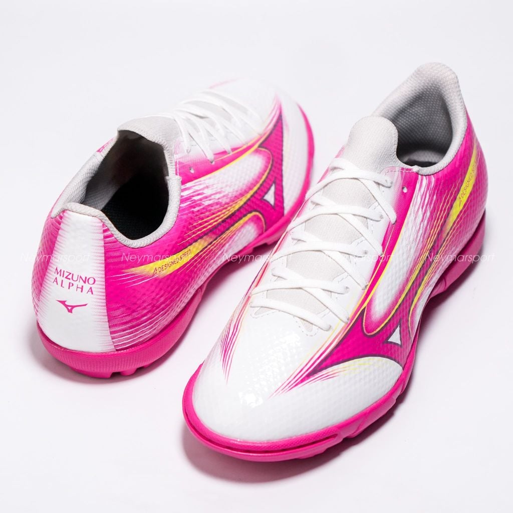 Giày đá bóng cỏ nhân tạo Mizuno Alpha III Select AS TF Blazing Flair - White/Fuchsia Purple KIDS P1GE266564