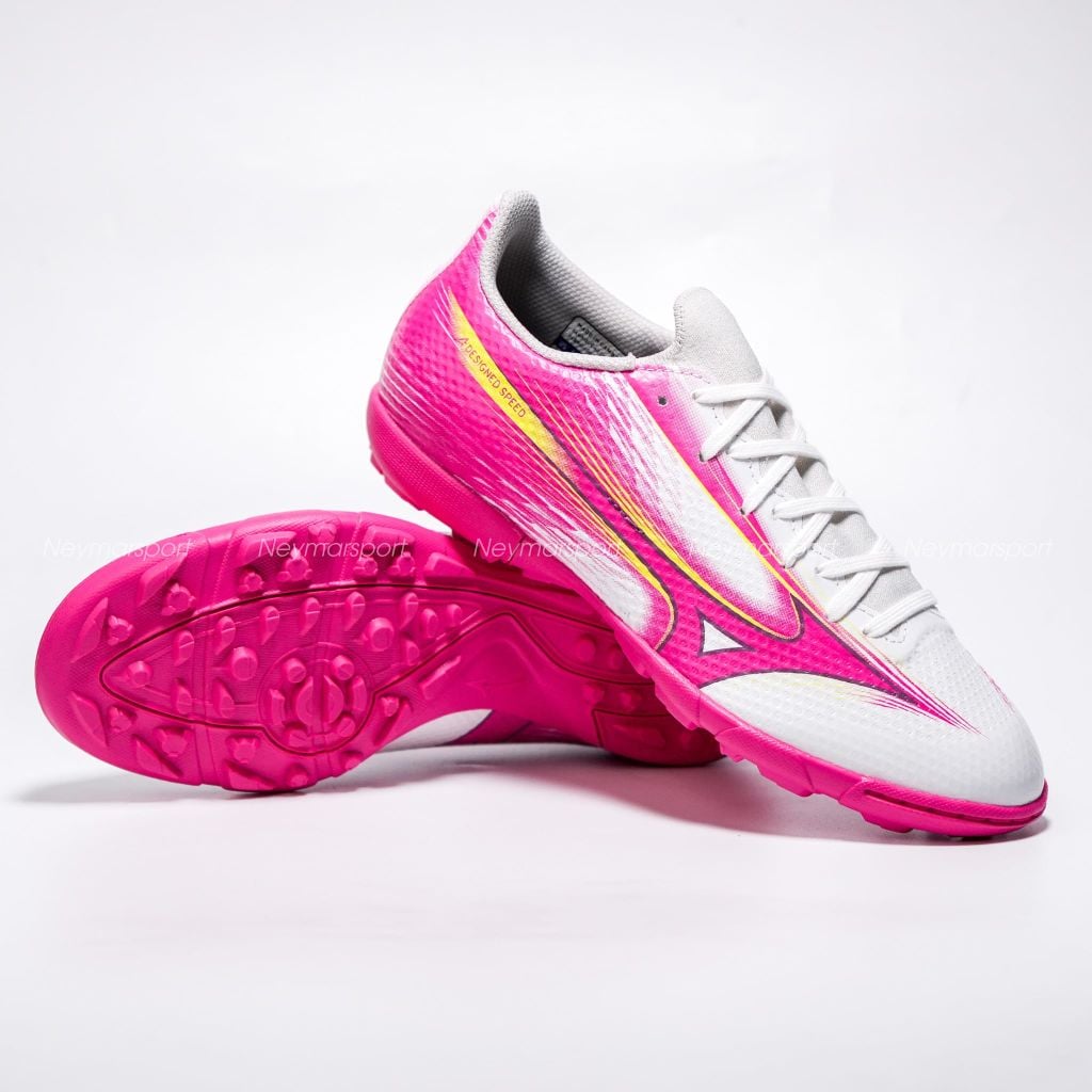 Giày đá bóng cỏ nhân tạo Mizuno Alpha III Select AS TF Blazing Flair - White/Fuchsia Purple KIDS P1GE266564