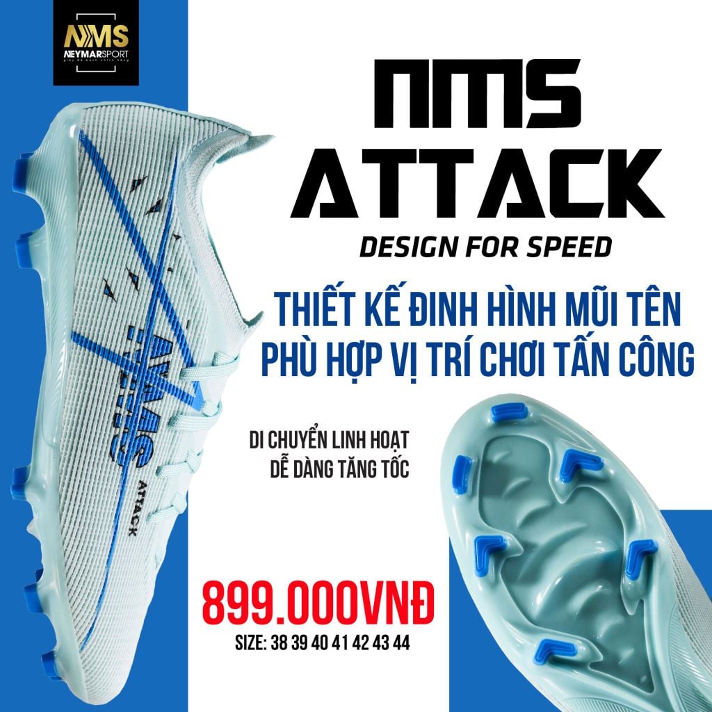 Giày đá bóng cỏ tự nhiên NMS ATTACK FG - Sky Blue/Azure